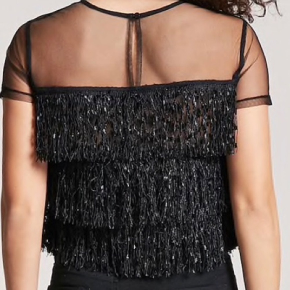 Fringe Mesh Crop Top - Picture 4 of 4